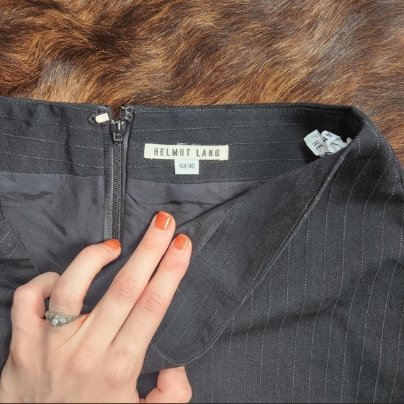 Helmut Lang Black Wool Pinstripe Skirt (XS/S) - Picture 2 of 3